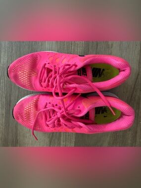 Hot pink and yellow/green Nike size 7